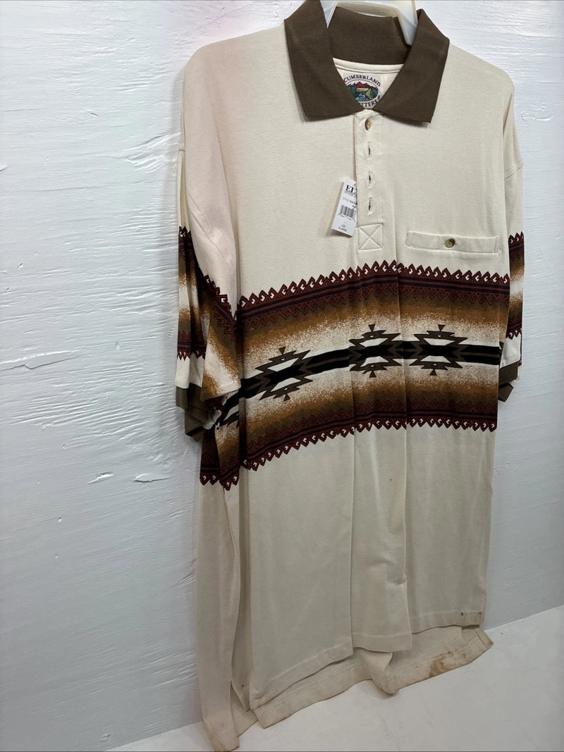 New Men’s Cumberland Brown Western Designed Short Sleeve Polo Shirt XL J-31