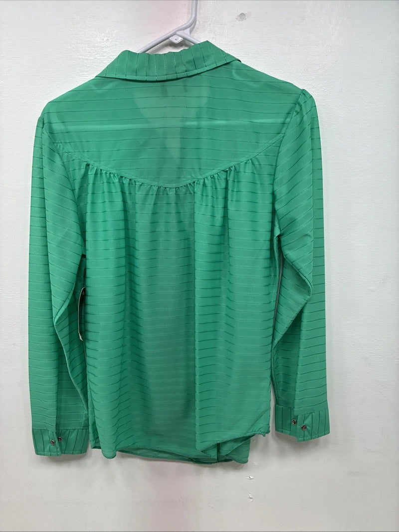 New Women’s Dickson Jenkins Green Long Sleeve Pearl Snap Size 34 MM-94