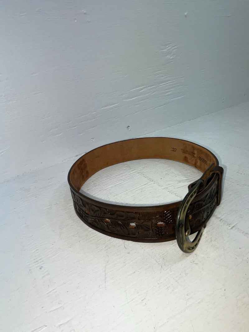 New Brown Genuine Leather Tooled 22” Belt #6400B NN-81