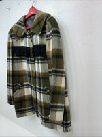 New Women’s Green Tregos Westwear Fringe Plaid Jacket 12 RR-28