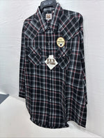 New Men’s ELY Cattleman Black Red Flannel Long Sleeve Pearl Snap 2XL F-93