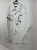 New Kids ELY Cattleman Western White Long Sleeve Pearl Snap Large DD-60