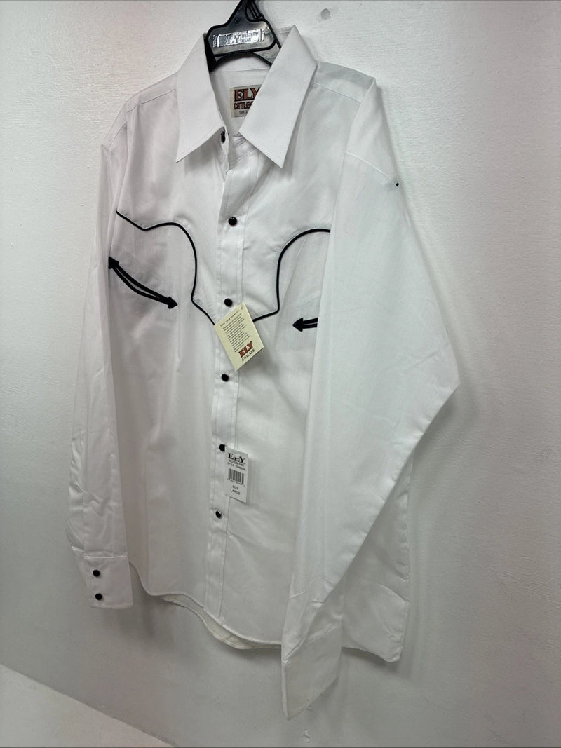 New Kids ELY Cattleman Western White Long Sleeve Pearl Snap Large DD-60