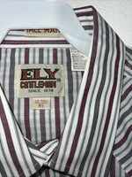 New Men’s Red Stripped ELY Cattleman Short Sleeve Pearl Snap Shirt 16.5 LT S-20