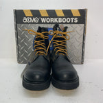 New Women’s Black Lace up Steel Toe Acme Cowboy Boots. 8075 10 M. 15-125