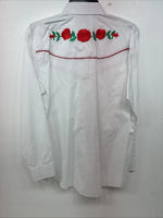 New Women’s Country Charmers White Rose Long Sleeve Pearl Snap Medium LL-55