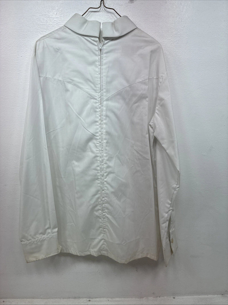 New Women’s Fenton White Design Long Sleeve Zip Up Shirt Size 16 TT-134