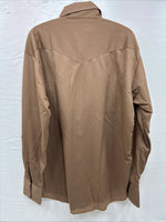 New Men’s Tem Tex Brown Long Sleeve Pearl Snap 17 X 34 XL O-79