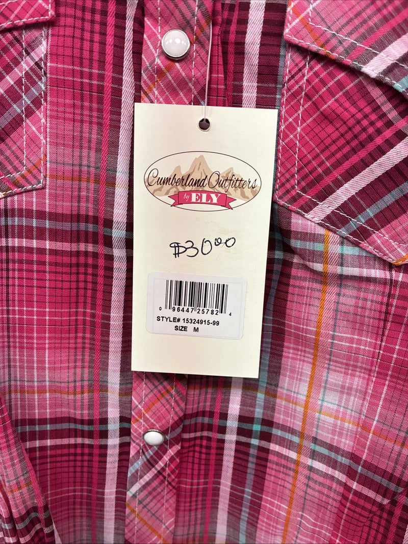 New Girls Cumberland Pink Plaid Long Sleeve Pearl Snap Medium DD-92