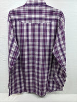 New Men’s White Horse People Plaid Long Sleeve Pearl Snap XL J-37