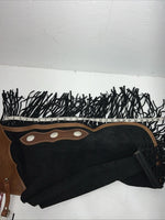 New Tough 1 Black Show Chaps With Fringe Adjustable Waist 46” N-24