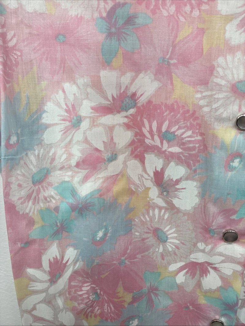 New Women’s H Bar C Pink Floral Short Sleeve Pearl Snap Size 32 DD-154