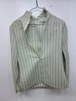 New Women’s Texas Togs Green Stripe Long Sleeve Zip Up Show Shirt Size 32 3B-4