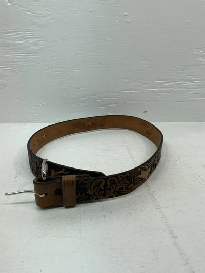 New brown Genuine Leather Chambers Tooled 24” Belt #5442 NN-50