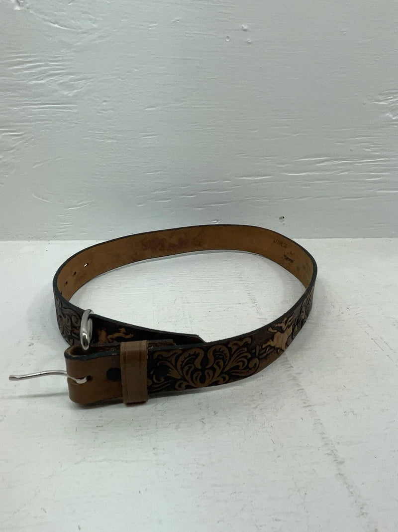 New brown Genuine Leather Chambers Tooled 24” Belt #5442 NN-50