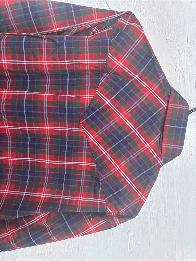 New Men’s ELY Plains Red Plaid Long Sleeve Pearl Snap 15.5 Medium T-80 