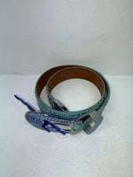 New Blue Genuine Leather 3D Belt Co. Blue Bling 30” Belt #677 Z-58