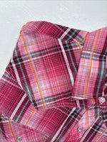 New Women’s Cumberland Pink plaid Short Sleeve Pearl Snap XL GG-26