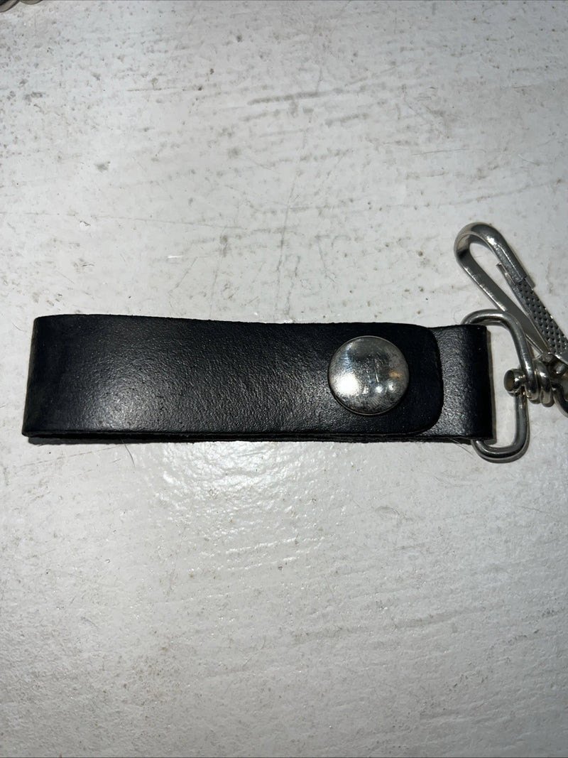 New Black Split Leather Chain Belt Wallet P-500