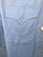 New Men’s ELY Cattleman Blue Long Sleeve Pearl Snap 15.5 X 33 Medium B-114