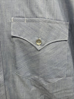 New Men’s Circle S Blue White Long Sleeve Button Up 15 X 34 Medium T-41