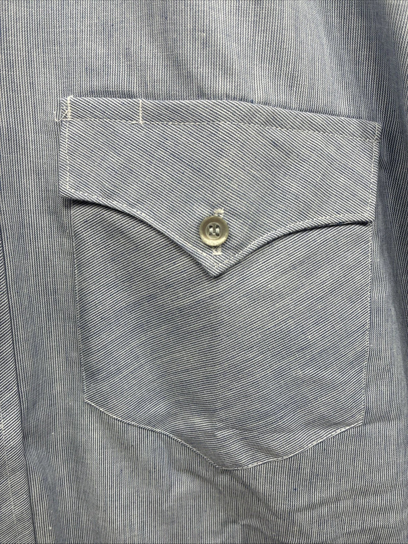 New Men’s Circle S Blue White Long Sleeve Button Up 15 X 34 Medium T-41