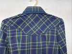 New Women’s Dickson Jenkins Blue Plaid Long Sleeve Pearl Snap Size 34 LL-85