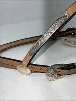 New Royal King Leather Metal Plate Browband Headstall W Split Reins #18-34 U-26