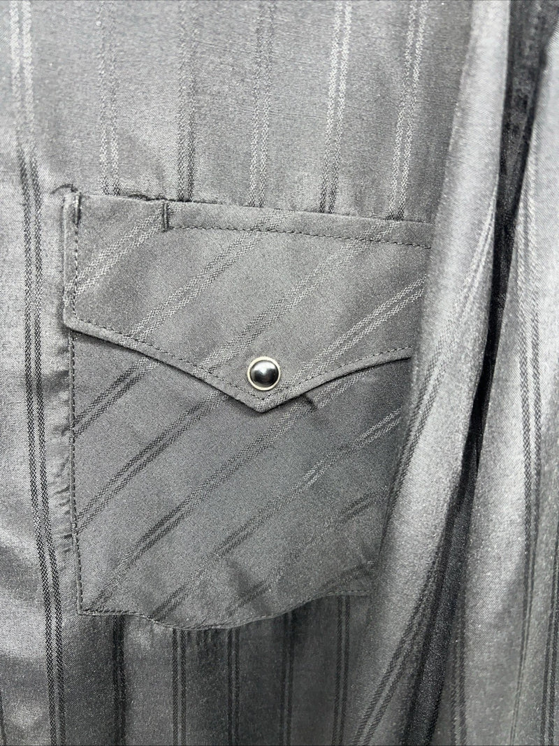 New Men’s Black White House Long Sleeve Pearl Snap Shirt. XL S-7