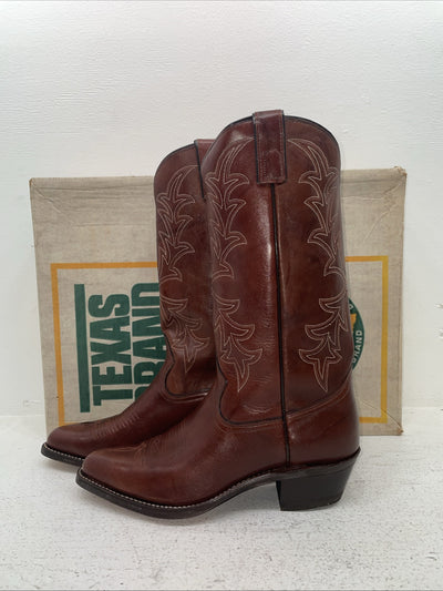 New Men’s Brown Texas Brand Cowboy Boots. 7933 9 D. 4-85