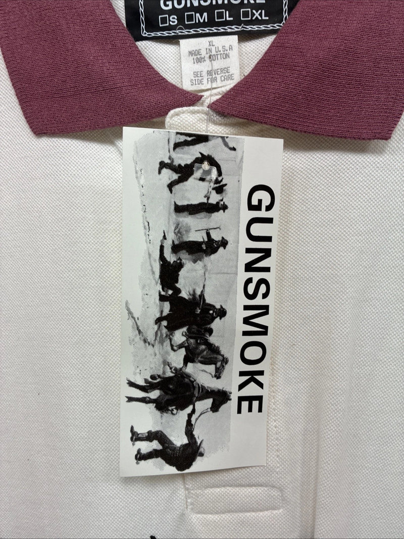 New Men’s GunSmoke White Pink Western Design Short Sleeve Polo XL R-77