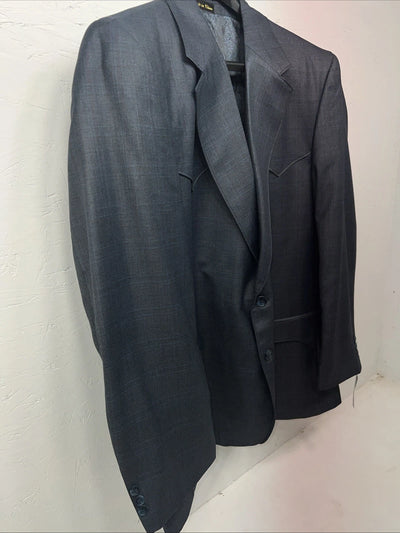 New Men’s Circle S Blue Plaid Suit Jacket 48R #25832 X-607