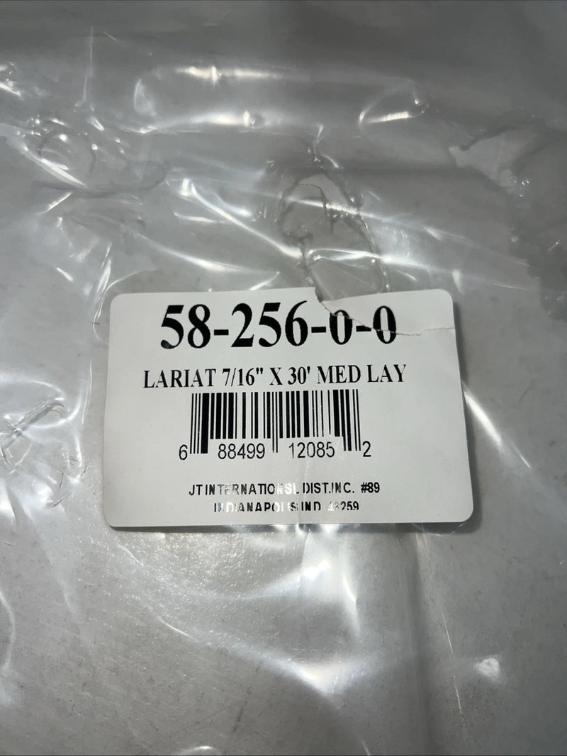 New Tough 1 White Lariat 7/16” X 30” Med Lay Rope #58-256-0-0 U-15