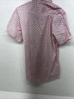 New Men’s Pink Permanent Press Short Sleeve Pearl Snap Shirt Medium P-24