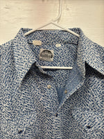 New Men’s Miller Blue Designed Long Sleeve Pearl Snap 16 X 35 Large Q-63