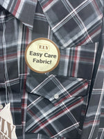 New Men’s ELY Cattleman Black Red Long Sleeve Pearl Snap 3XL E-33