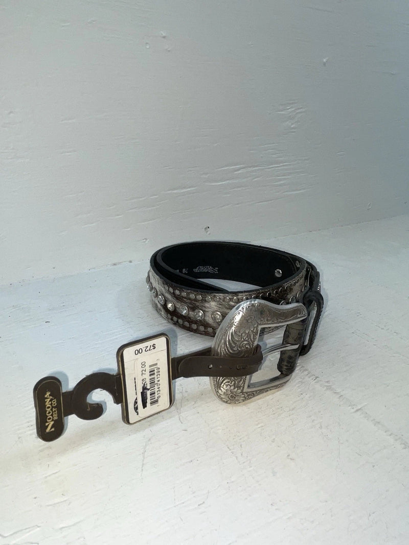 New Black Genuine Leather Nocona Bling And Tooled 28” Belt #N2463401 NN-32