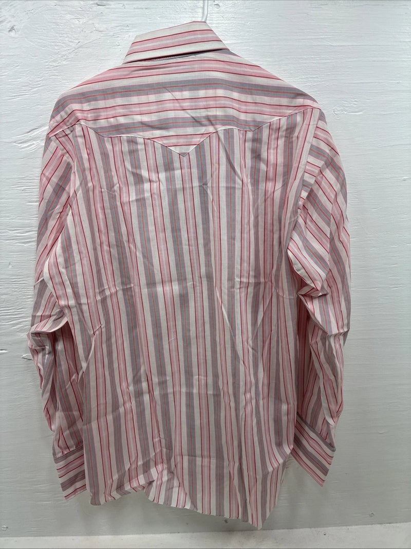 New Women’s Panhandle Slim Pink Stipe Long Sleeve Pearl Snap 16 XL X-48