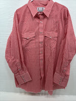 New Men’s H Bar C Red Checkered Long Sleeve Pearl Snap 2XL H-43