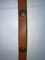 New Brown Genuine Leather Acme Gold Pendent 28” Belt #4642 NN-22