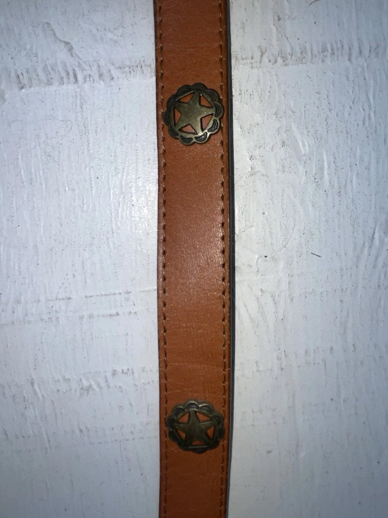 New Brown Genuine Leather Acme Gold Pendent 28” Belt #4642 NN-22