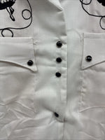 New Kids Rockmount White Black Design Short Sleeve Pearl Snap Size 34 CC-104