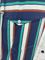 New Men’s Mine & Bills White Multicolor Stripe Long Sleeve Button Up Large V-78