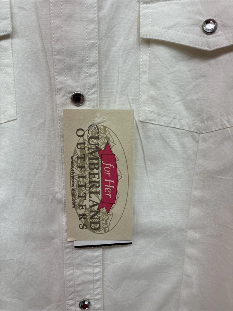 New Women’s Cumberland White Gem Long Sleeve Pearl Snap Medium LL-83