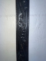 New Black Genuine Leather Chambers Tooled 34” Belt #WS658 JJ-43