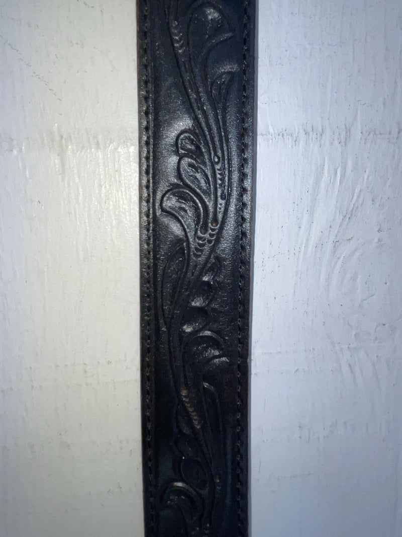 New Black Genuine Leather Chambers Tooled 34” Belt #WS658 JJ-43