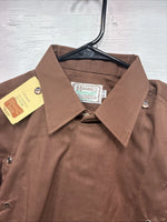 New Men’s H Bar C Brown Long Sleeve Square First Pearl Snap Medium M-60