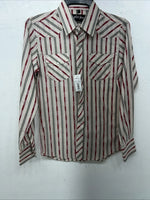 New Children’s Pink Stripped White House Long Sleeve Pearl Snap Shirt. XL S-39