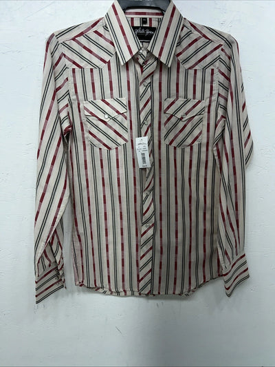 New Children’s Pink Stripped White House Long Sleeve Pearl Snap Shirt. XL S-39
