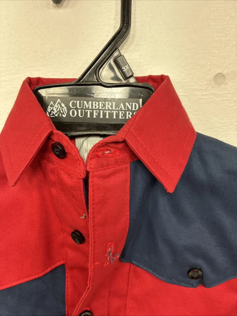 New Kids Cowboy Threads Red Blue Long Sleeve Button Up Size 1 DD-150